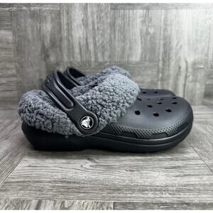 CRCOS Classic Blitzen IV Clog Kids size 3 Black Lined Slingback Shoes